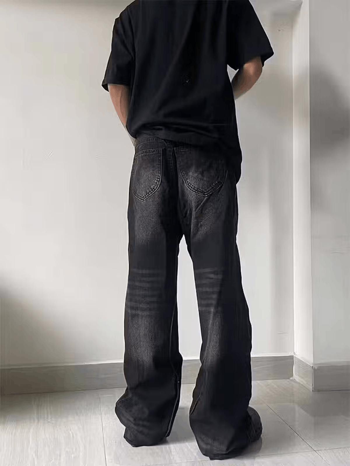 Jean × Vintage Black Washed Wide-Leg Jeans Size US 33 - 2 Thumbnail