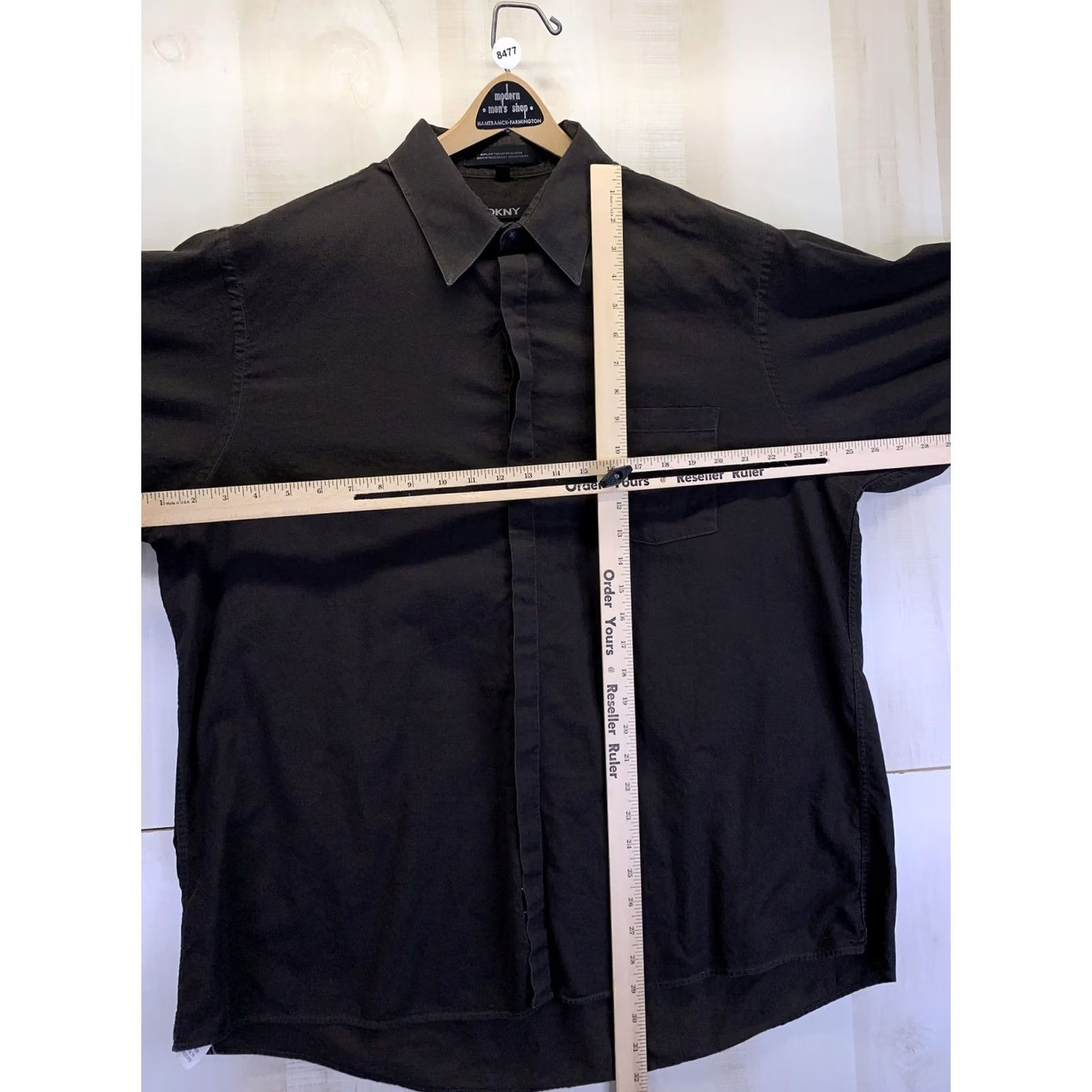 DKNY DKNY Dress Shirt Mens Brown 100% Cotton Sz 17.5 1.5-36/37-#8477 Long Sleeve Button Collared Shirt Mens BMI Brown Color 8477 Size 48R - 2 Thumbnail