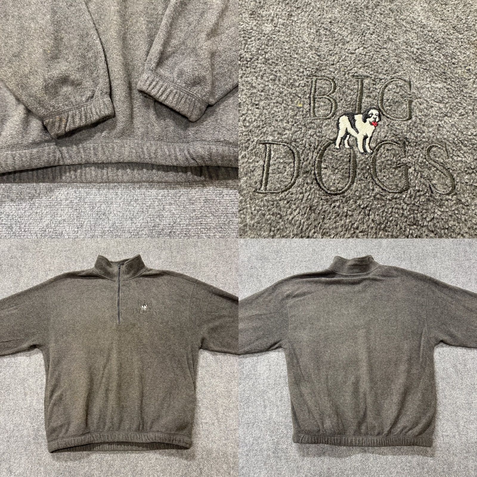 Big Dogs VINTAGE Big Dogs Jacket Men Medium Cotton Blend Fleece 1/4 Zip Up Stained Gray Size US M / EU 48-50 / 2 - 9 Thumbnail