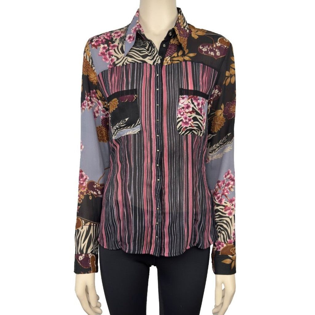 Vintage LE CAVIAR Y2K Floral Striped Animal Print blouse Size S / US 4 / IT 40 - 2 Thumbnail
