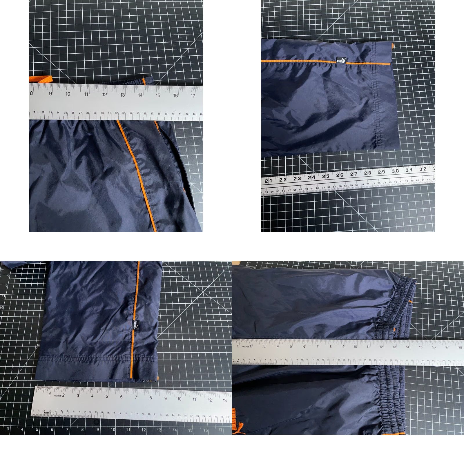 Puma Puma Tracksuit Windbreaker Jacket Pants Dark Blue Orange Fleece Lined 2 Piece Nylon Zip Pockets Mens M Size US 31 - 8 Thumbnail
