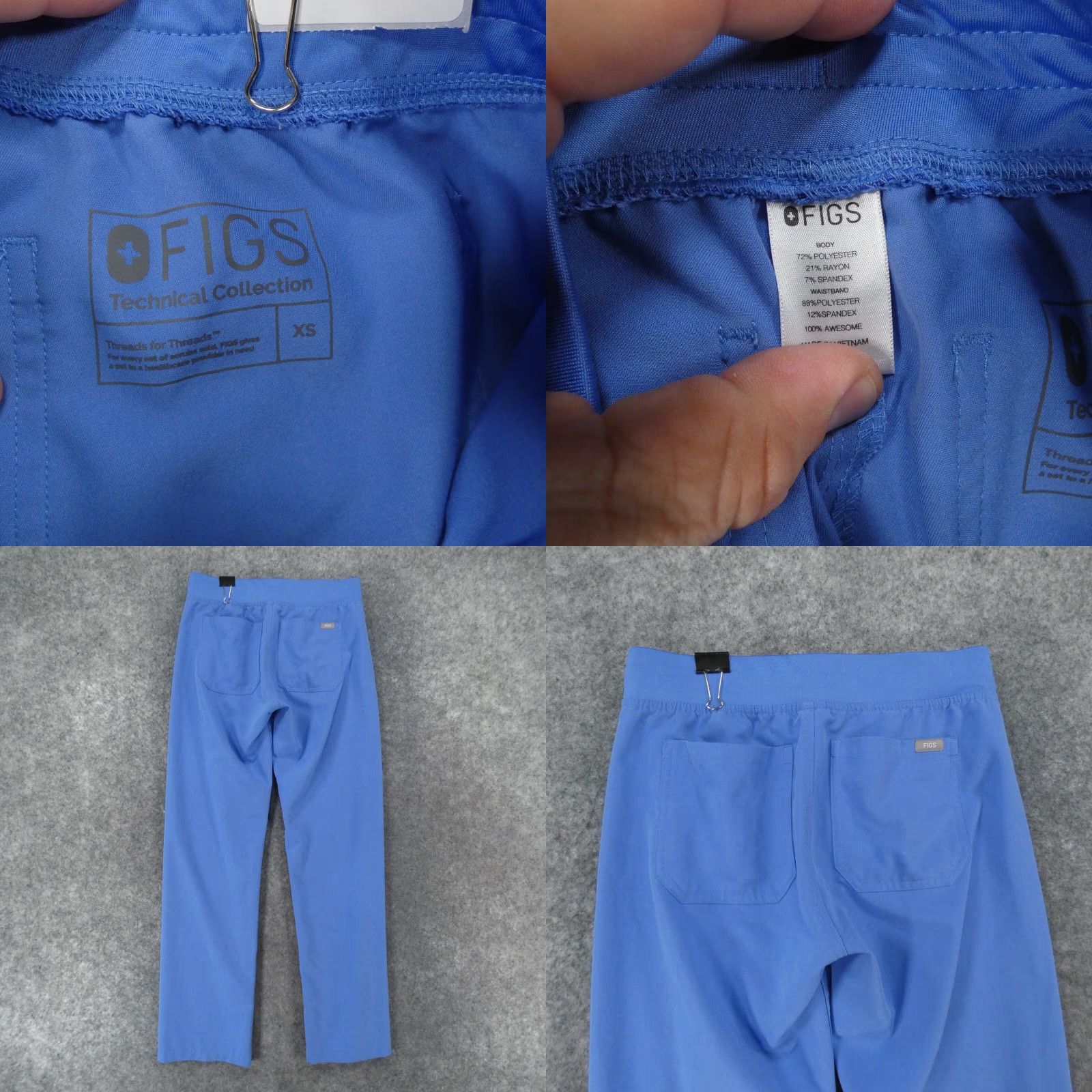 Vintage FIGS Scrub Pants Womens XS Blue Drawstring Medical Solid Size 26" / US 2 / IT 38 - 9 Thumbnail