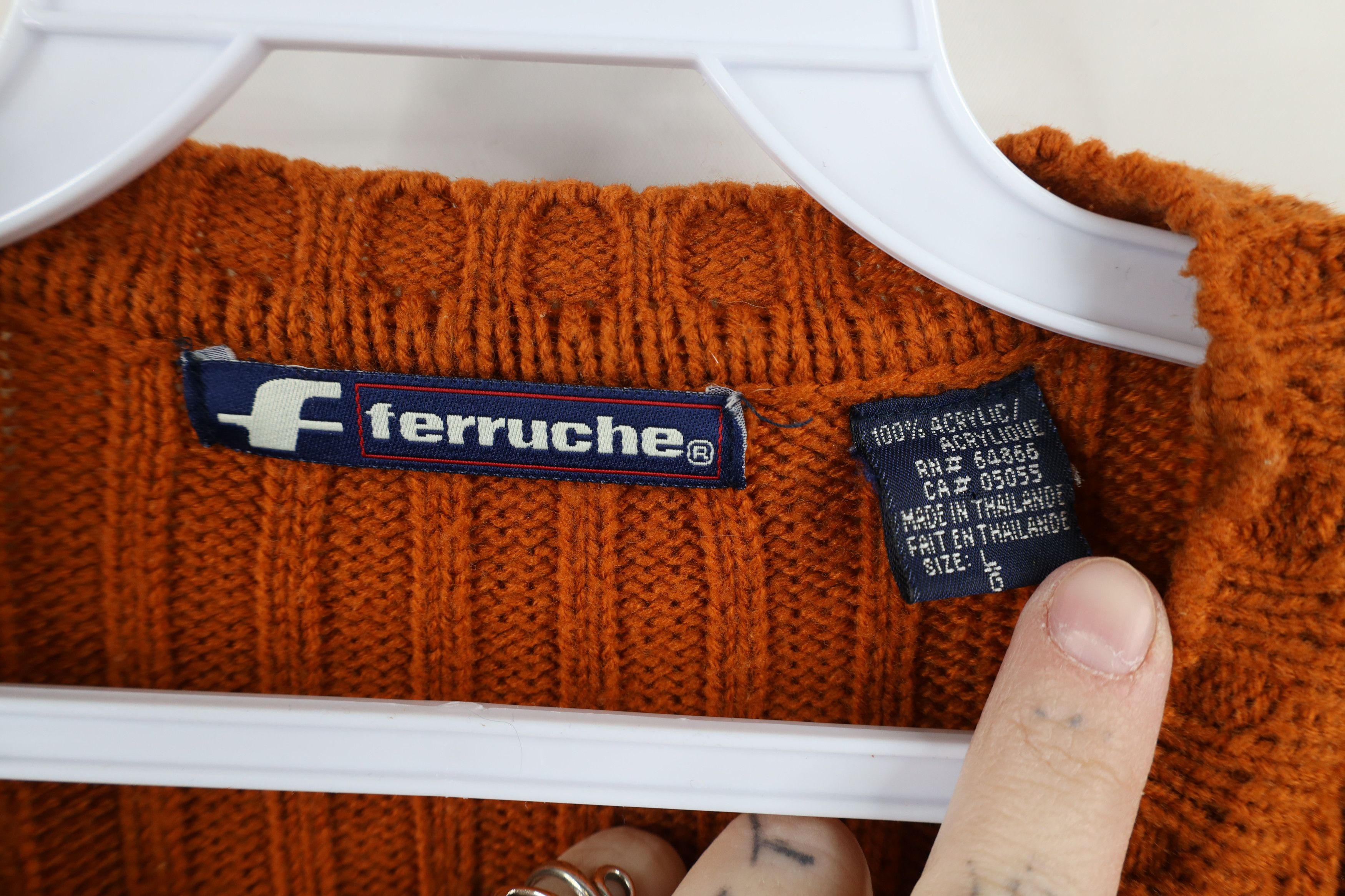Vintage Vintage 90s Streetwear Ribbed Knit Crewneck Sweater Orange Size US L / EU 52-54 / 3 - 4 Thumbnail