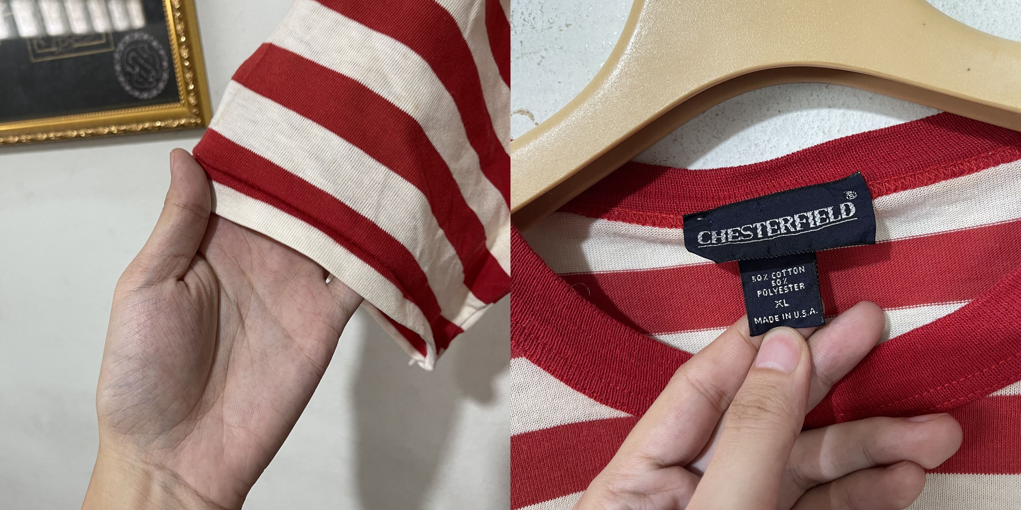 Vintage Vintage 90s Striped Pocket Tee Size US XL / EU 56 / 4 - 4 Thumbnail