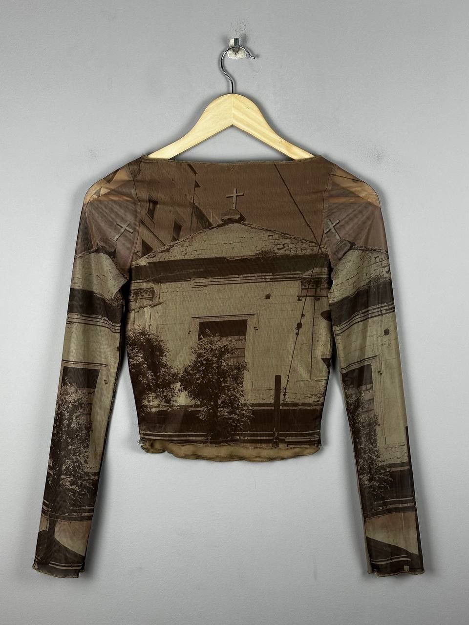 Japanese Brand Avant garde Church Printed Mesh Long Sleeve T SHIRT Size S / US 4 / IT 40 - 6 Thumbnail