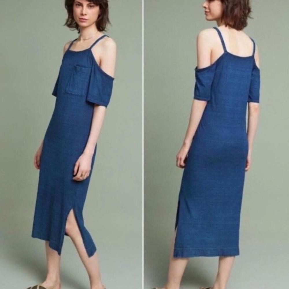 Designer Anthropologie l Cloth & Stone Jersey Midi Dress Medium Size M / US 6-8 / IT 42-44 - 1 Thumbnail