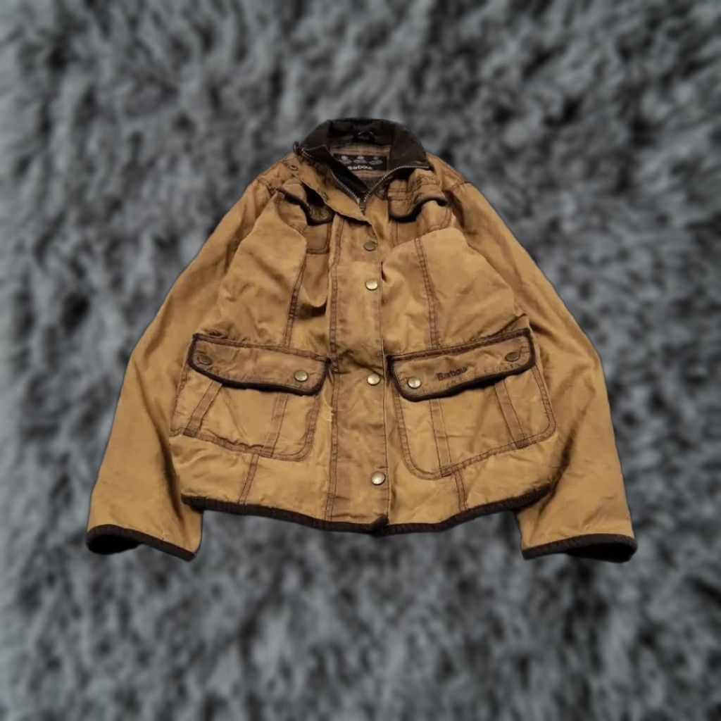 Barbour VINTAGE Barbour Women's Jacket Wax Brown Utility E145 Retail Ladies Regular Size L Leather? (Note: Original title contains 'Cotton' canvas etc.) Size L / US 10 / IT 46 - 1 Thumbnail