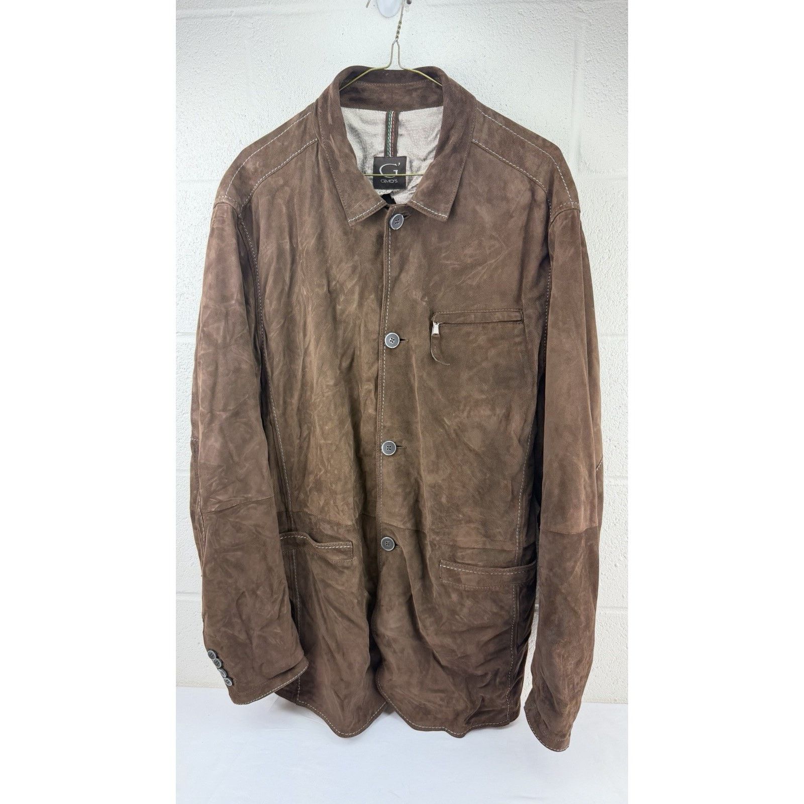 Pelle Pelle GIMO’S Menswear Brown Suede Pelle Leather Shirt Jacket XL Size US XL / EU 56 / 4 - 1 Thumbnail