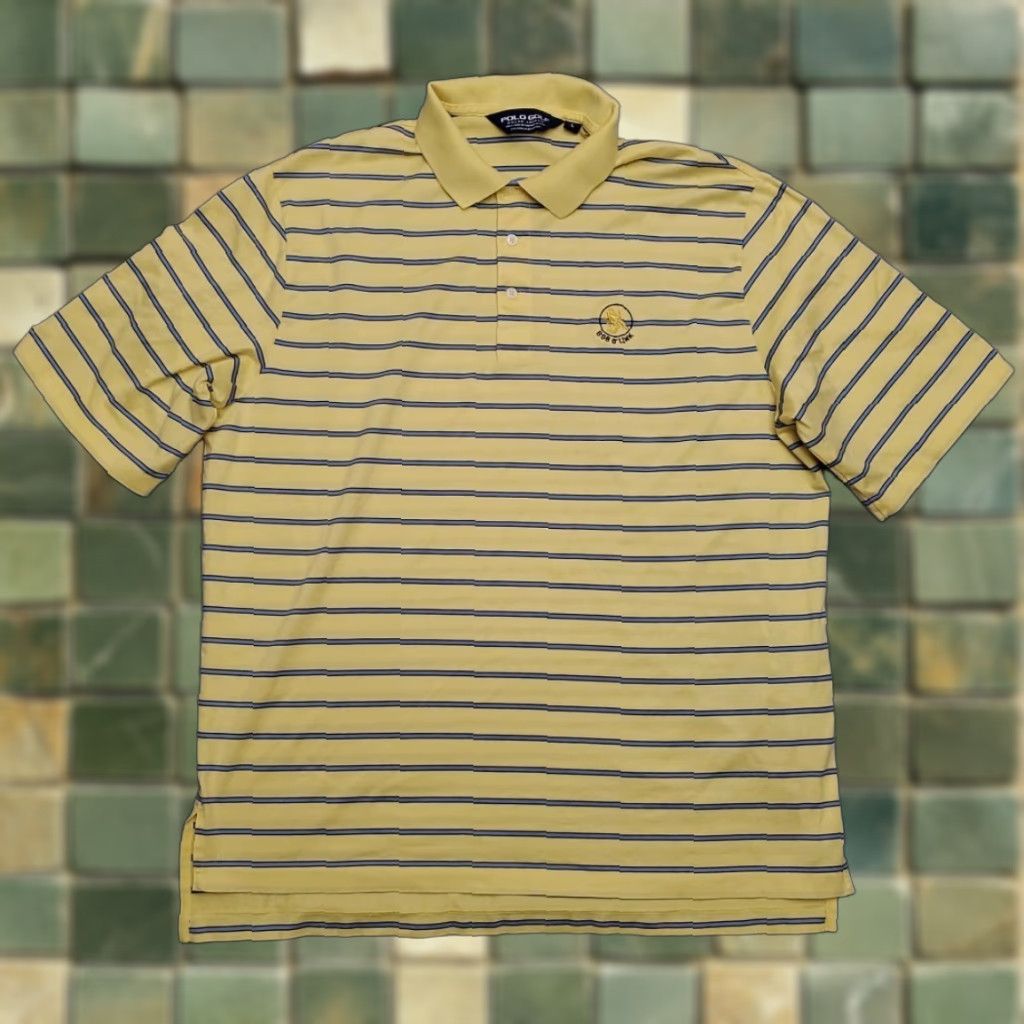 Polo Ralph Lauren Polo Ralph Lauren Shirt Mens L Yellow Striped Pima Cotton Golf Bob O Link - Polo Shirt - 100% Cotton - Short Sleeve - Button Closure - Casual Size US L / EU 52-54 / 3 - 1 Thumbnail
