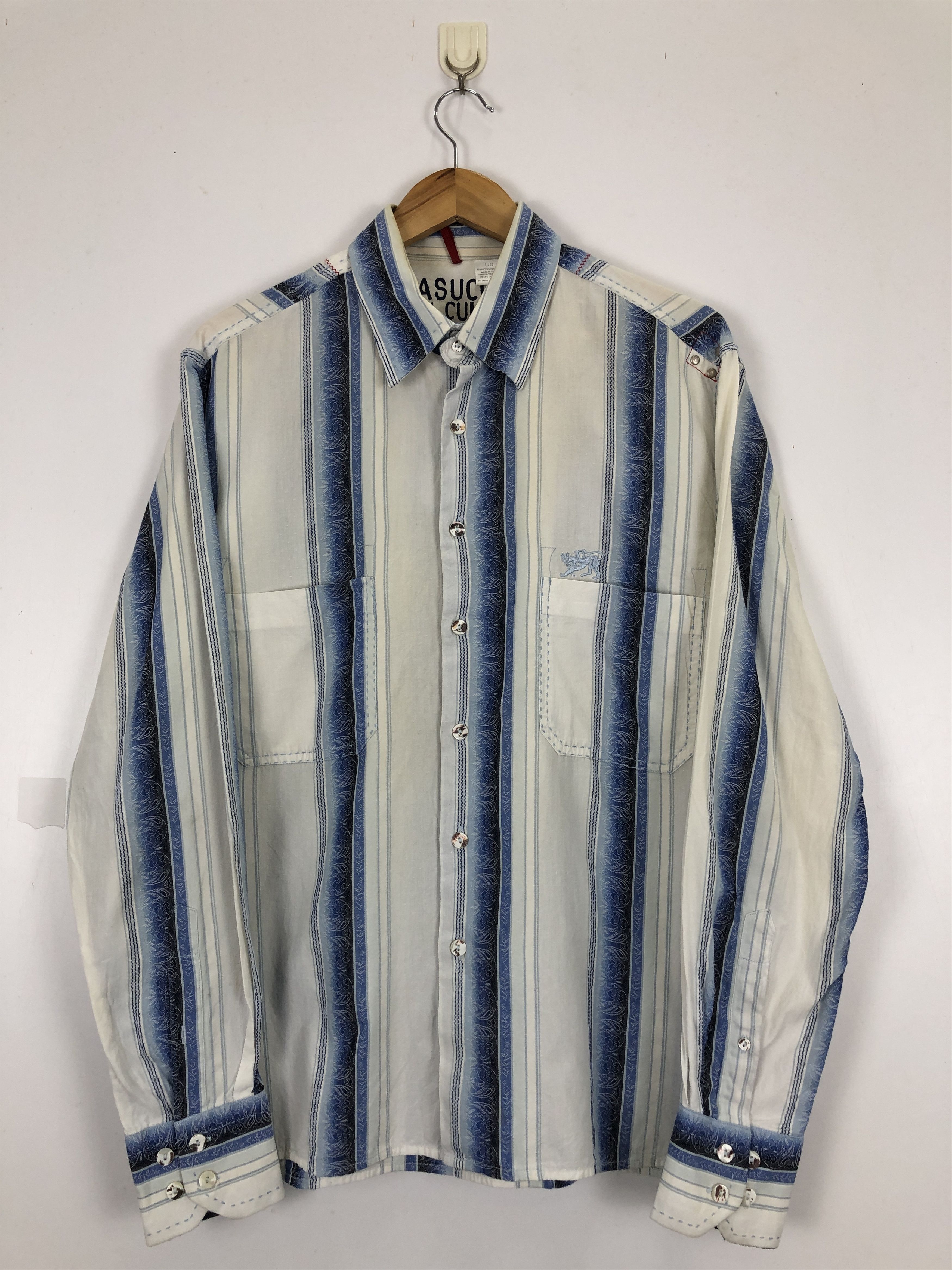 Vintage Vintage Japanese Brand Blue Stripe Western Shirt TA0448 Size US L / EU 52-54 / 3 - 2 Thumbnail