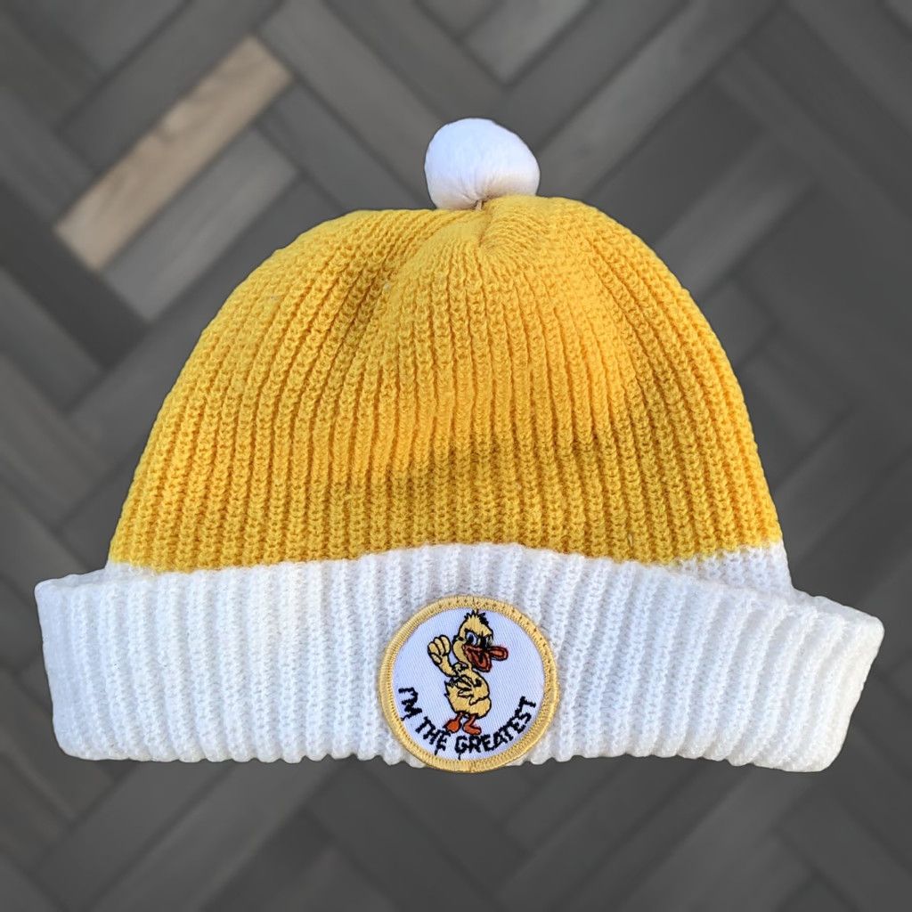 Vintage VINTAGE Unbranded Beanie Adults One Size White Acrylic Knit Duck Patch I’m The Greatest Cap Size ONE SIZE - 1 Thumbnail