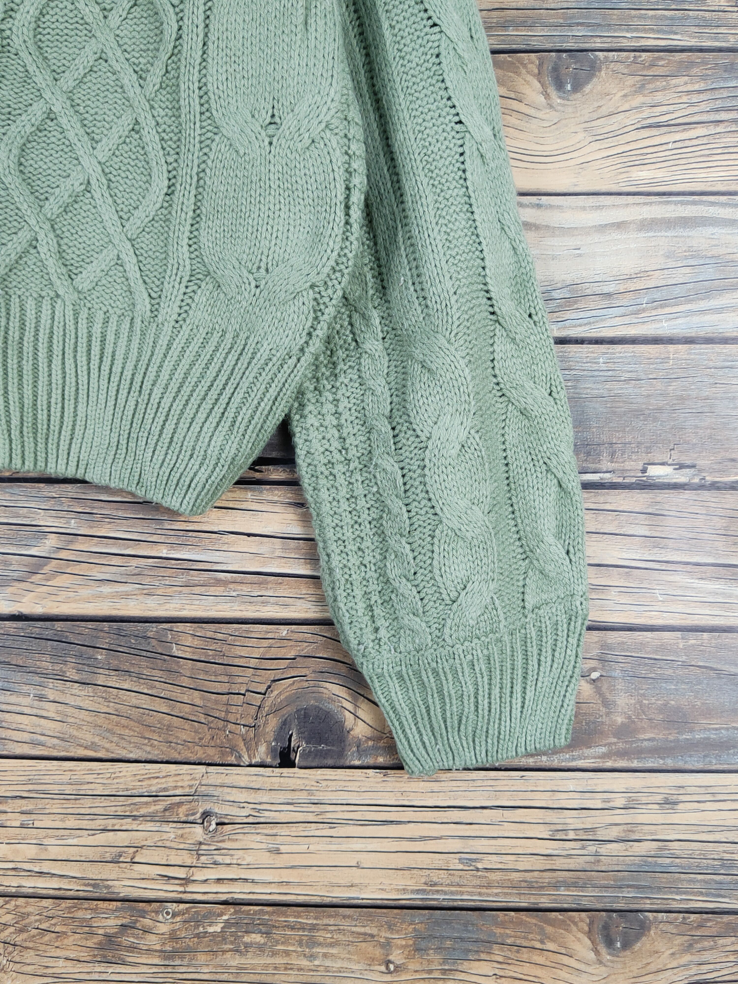 Aran Isles Knitwear × Japanese Brand × Vintage Ray Cassin Green cable Knitwear Cardigan #W1152 Size M / US 6-8 / IT 42-44 - 6 Thumbnail