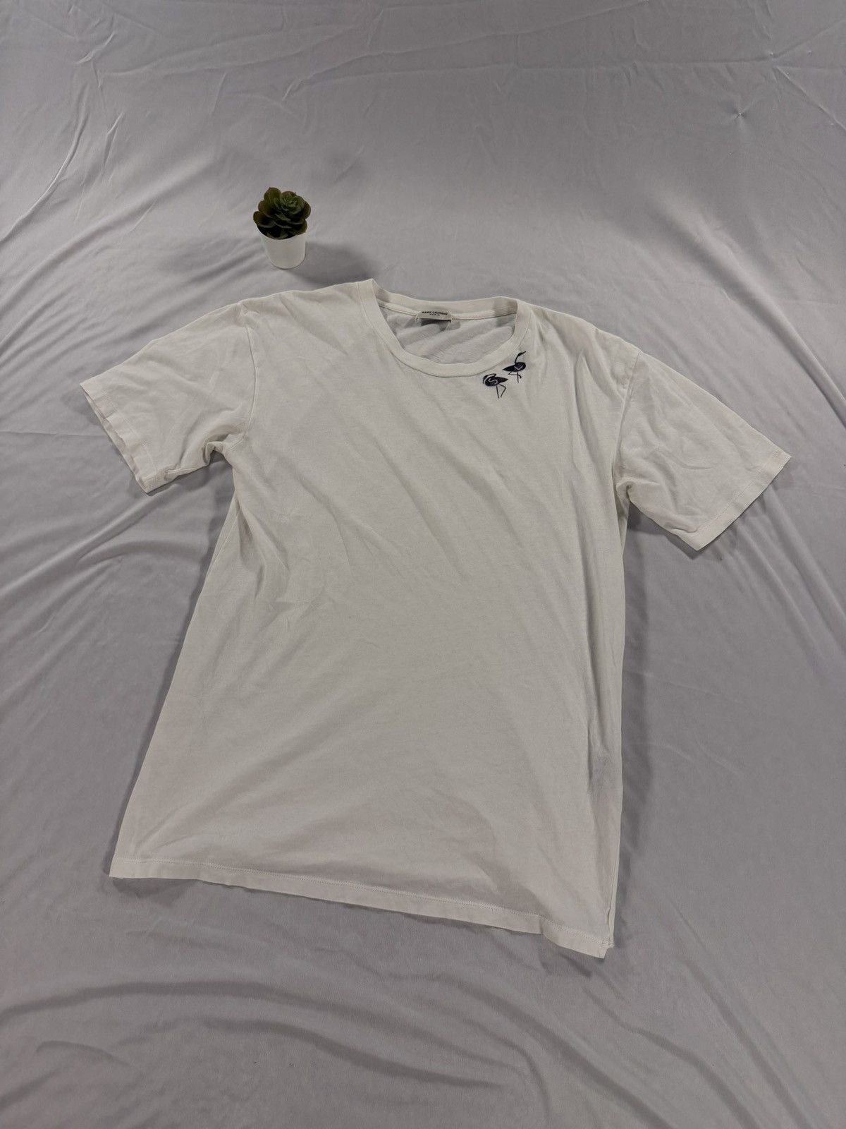 Saint Laurent 2017 Flamingo White T Shirt Size XS