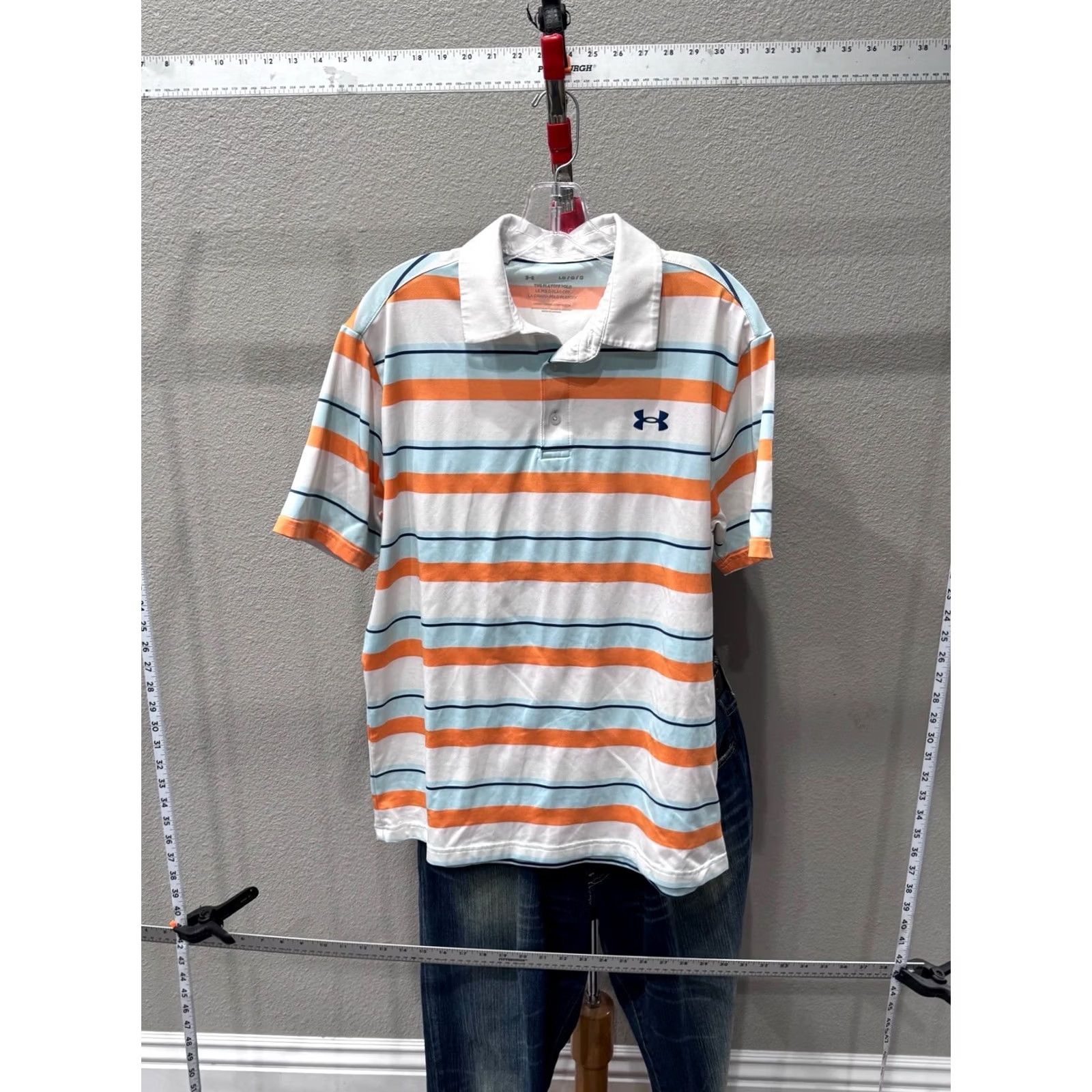 Under Armour Under Armour POLO SHIRT L Bleu Mango Stripe Mens Large Regular Color Multicolor Striped Polo Shirt L Mens Size US L / EU 52-54 / 3 - 3 Thumbnail