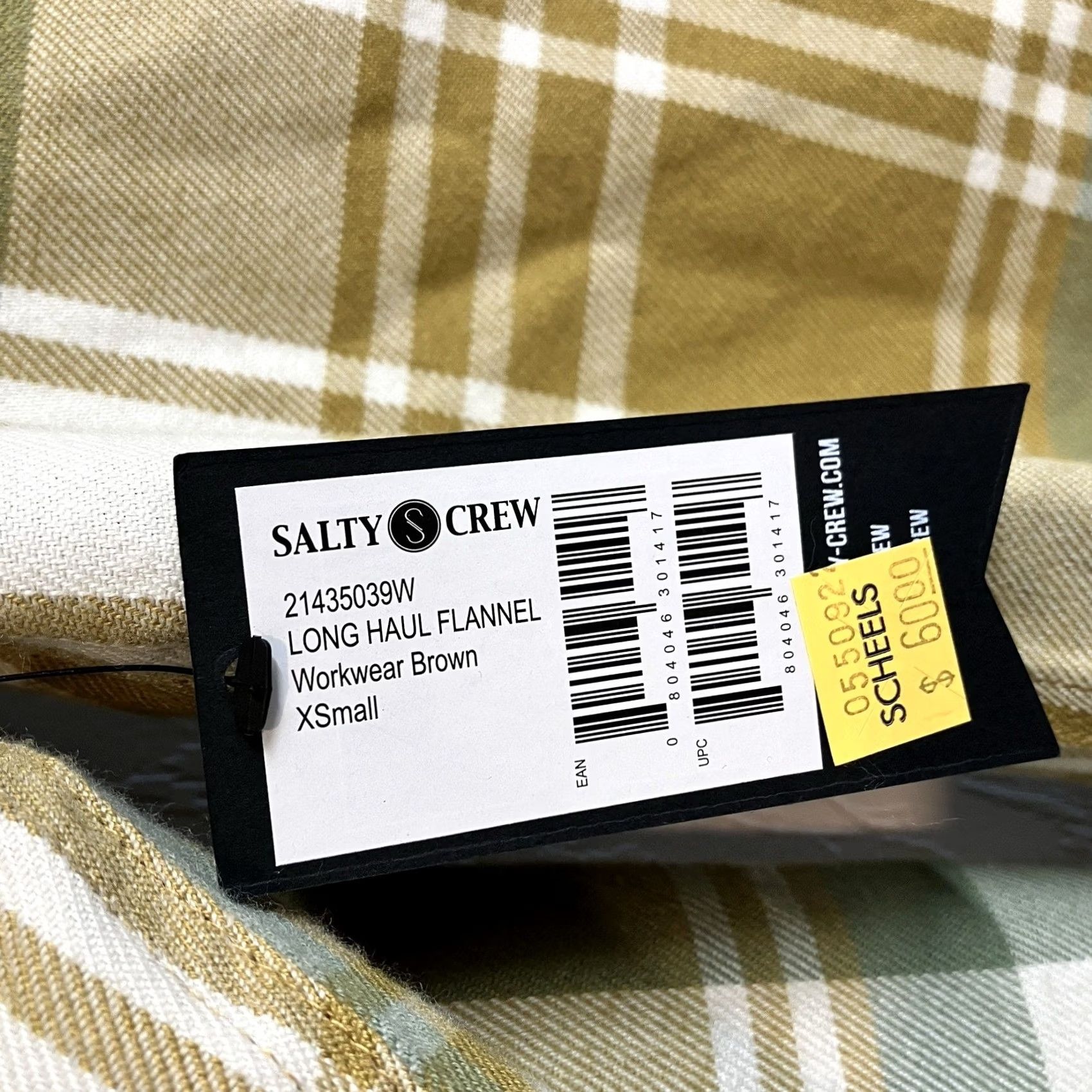 Vintage Salty Crew Flannel Shirt XS Brown Gold Plaid Western Long Haul Womens Size XS / US 0-2 / IT 36-38 - 5 Thumbnail