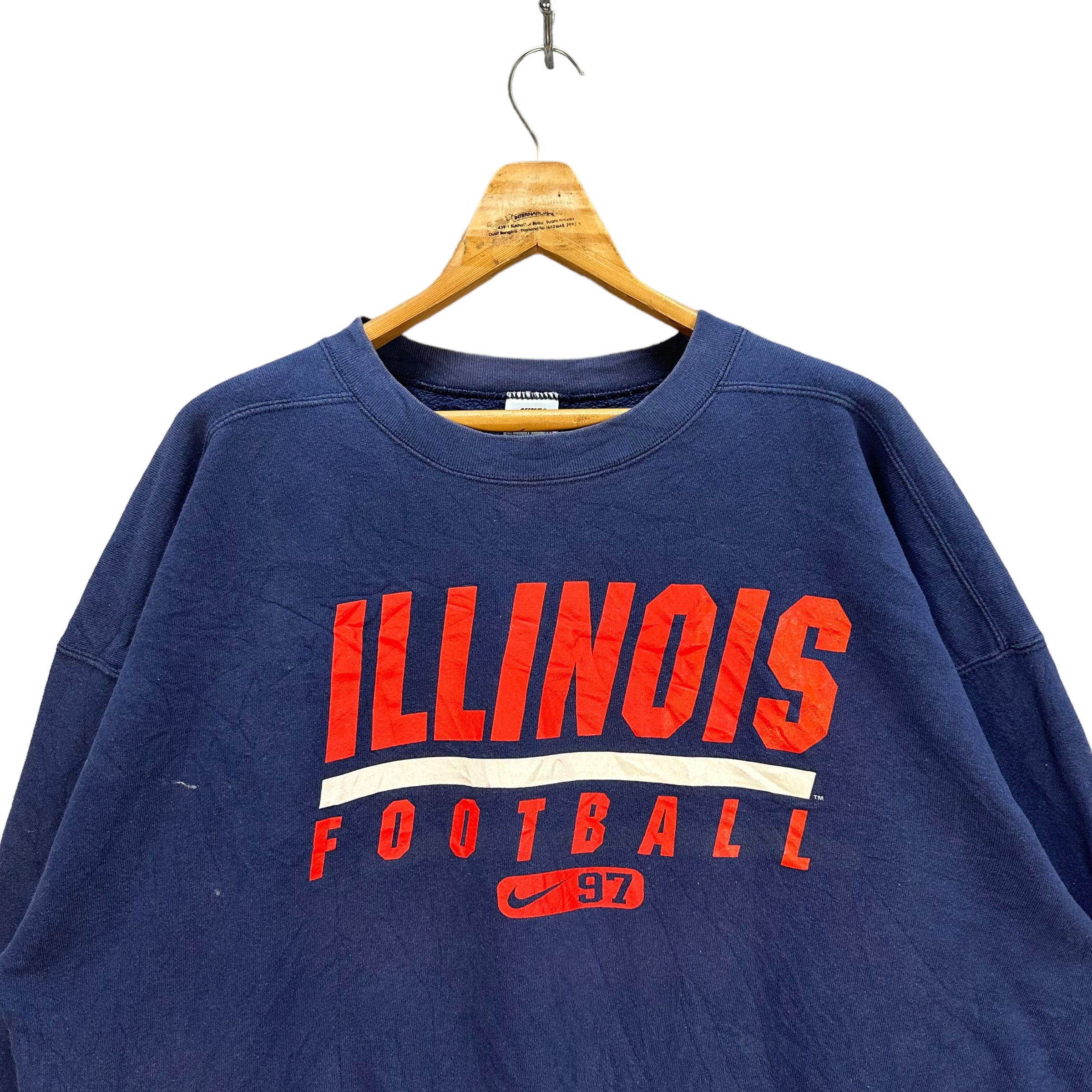 Nike 90's NIKE ILLINOIS FOOTBALL SWEATSHIRTS #7966-193 Size US XL / EU 56 / 4 - 2 Thumbnail