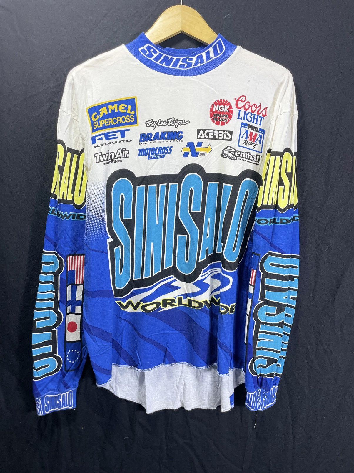 Vintage SiniSalo Worldwide 90s mock neck motocross jersey Troy Lee Size US XL / EU 56 / 4 - 1 Thumbnail