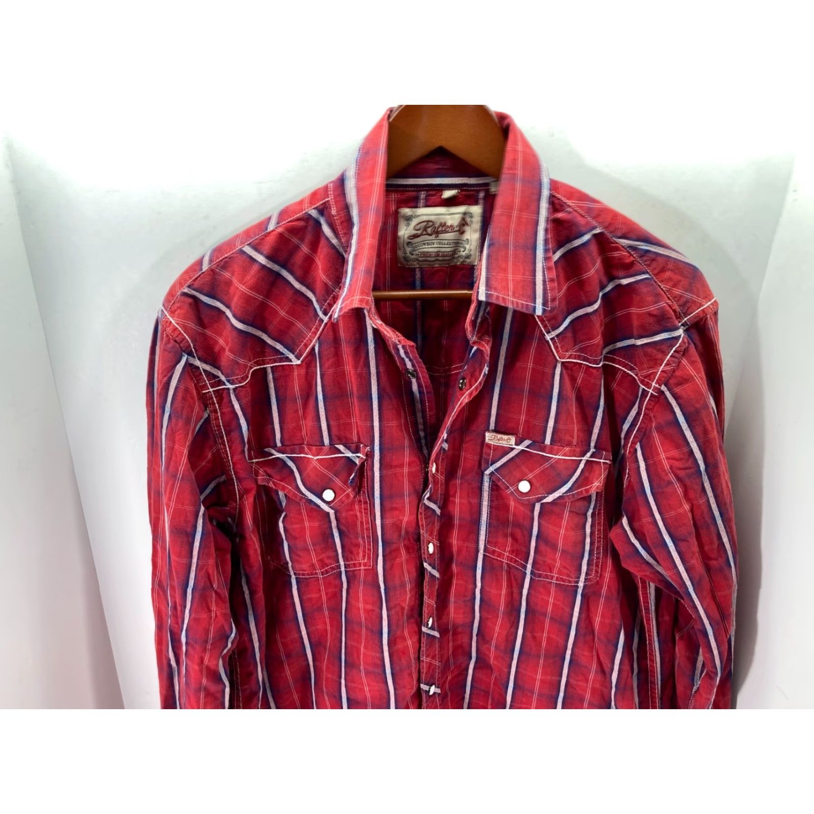 Vintage Rafter C Western Cowboy Shirt Mens L Red Plaid Snap Front Long Sleeve Pockets Logo Size US L / EU 52-54 / 3 - 4 Thumbnail
