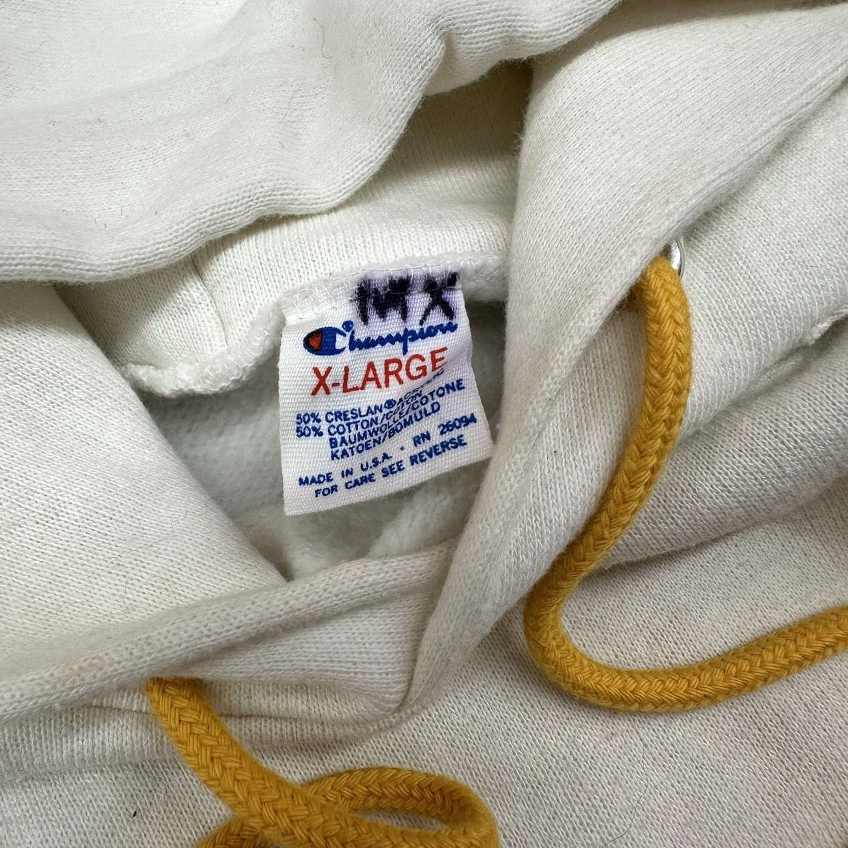 Champion VINTAGE Champion Hoodie Sweatshirt XL White USA 80s Raglan Sleeve 50/50 Blend Mens Size US XL / EU 56 / 4 - 3 Thumbnail