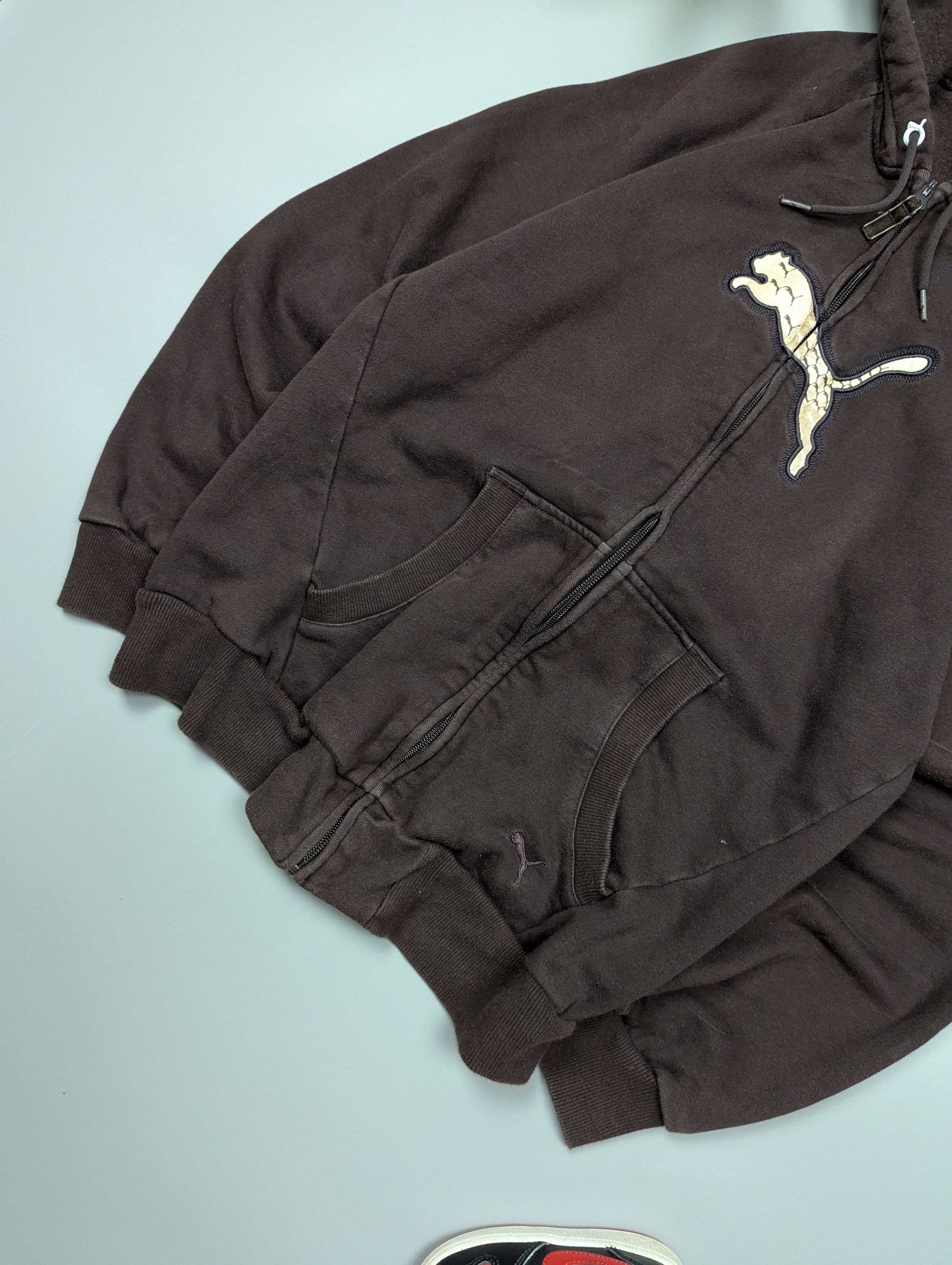 Puma PUMA Vintage Men's Full Zip Hoodie Dark Brown Y2k Size US M / EU 48-50 / 2 - 2 Thumbnail
