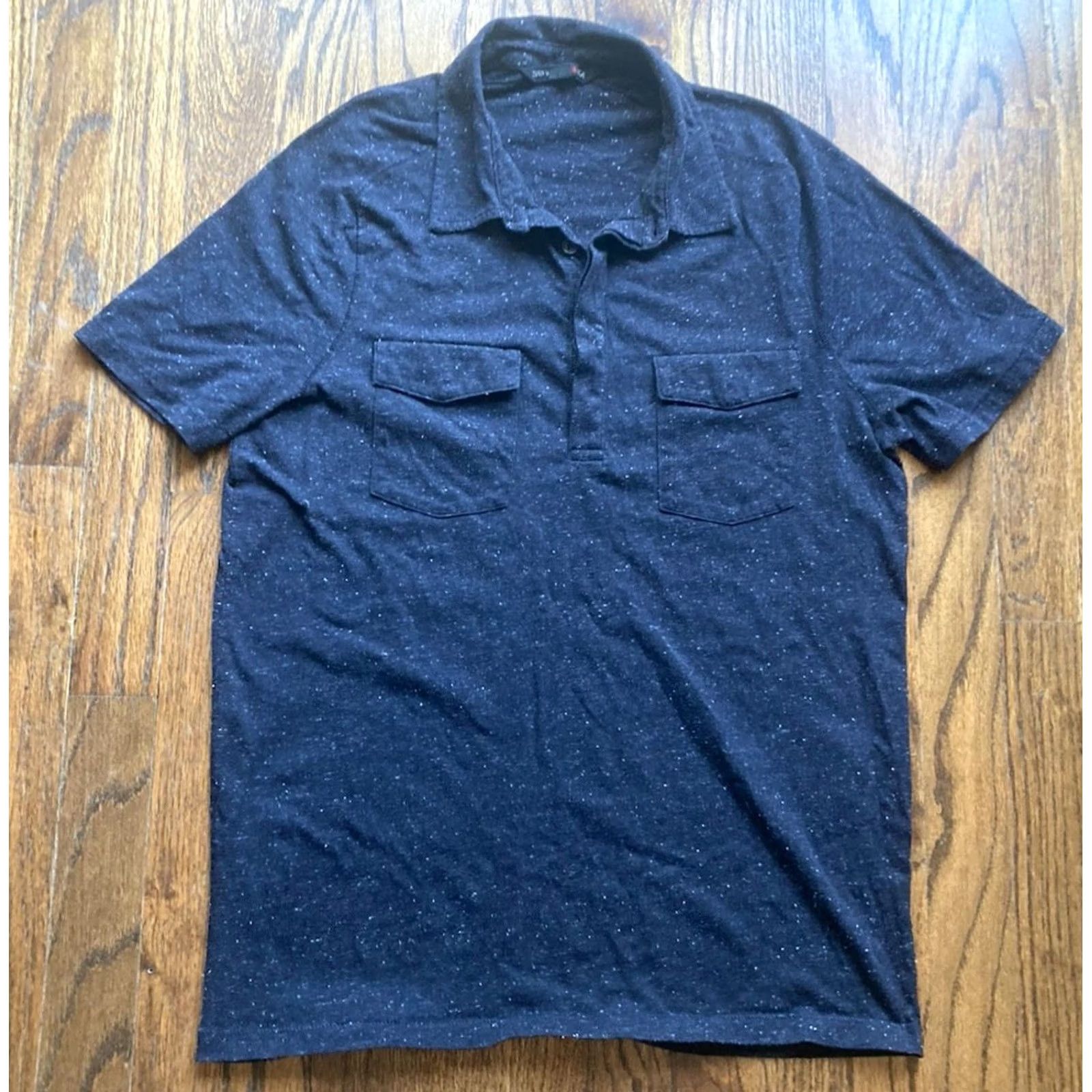 John Varvatos John Varvatos USA Polo Shirt Mens Size Medium Dark Gray Speckled Front Pocket Size US M / EU 48-50 / 2 - 2 Thumbnail