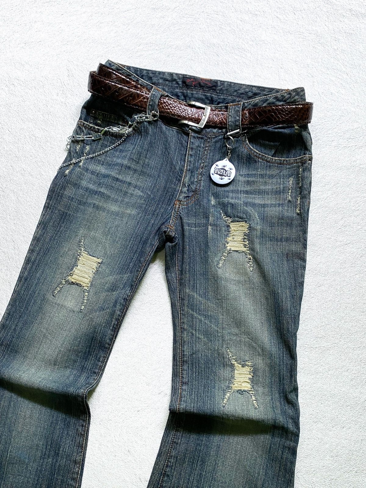 Japanese Brand SICK💰 A.R.C Flared Distresssed Jeans Size US 29 - 4 Thumbnail