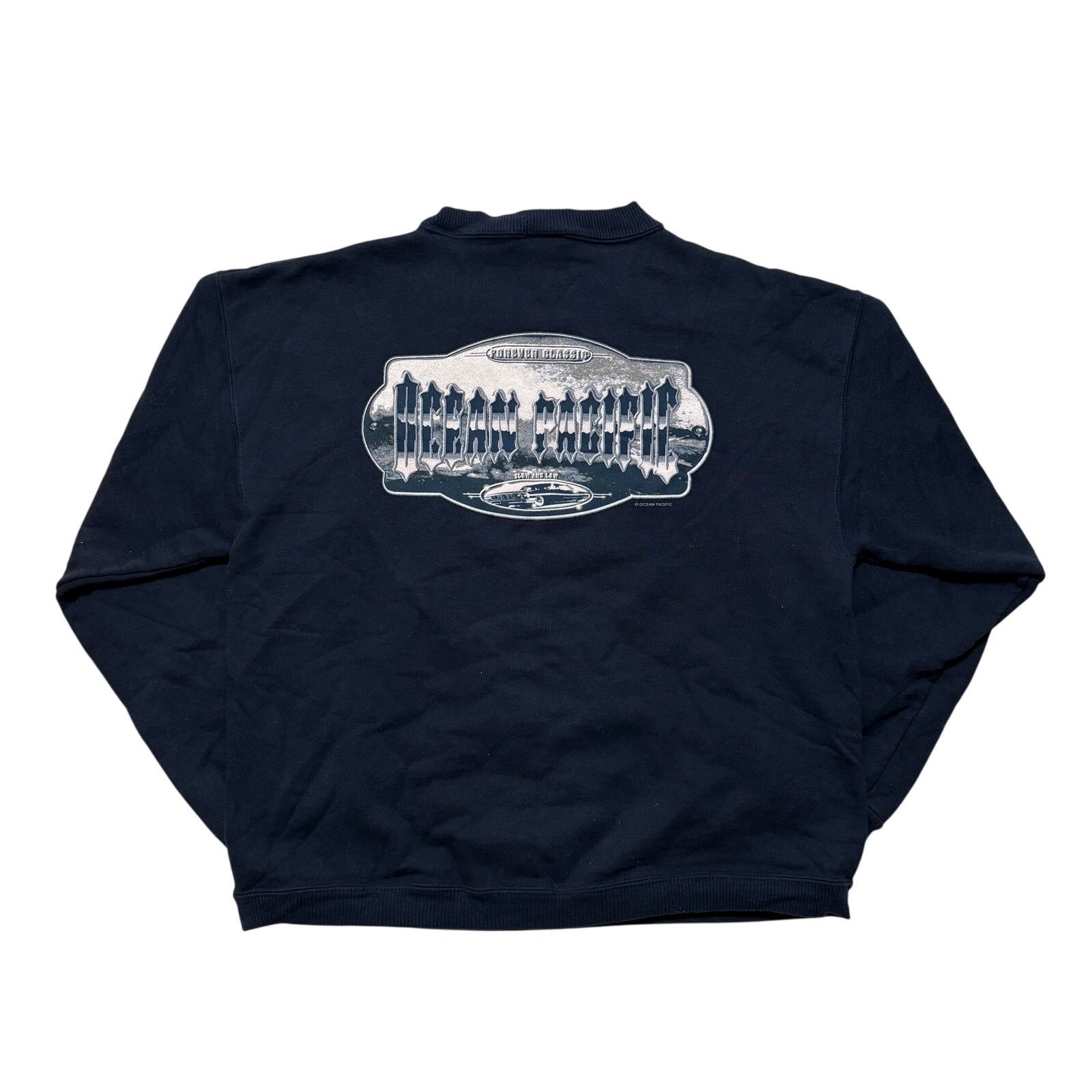 Ocean Pacific VTG 90's Ocean Pacific OP Surf Navy Blue Pullover Sweatshirt Size US L / EU 52-54 / 3 - 3 Thumbnail