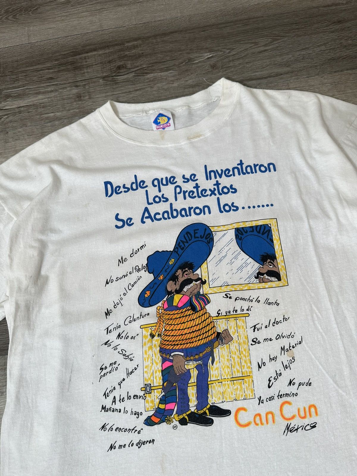 Vintage Vintage Mexico Los Pretextos White Oversized Cowboy Tee Size US XL / EU 56 / 4 - 1 Thumbnail