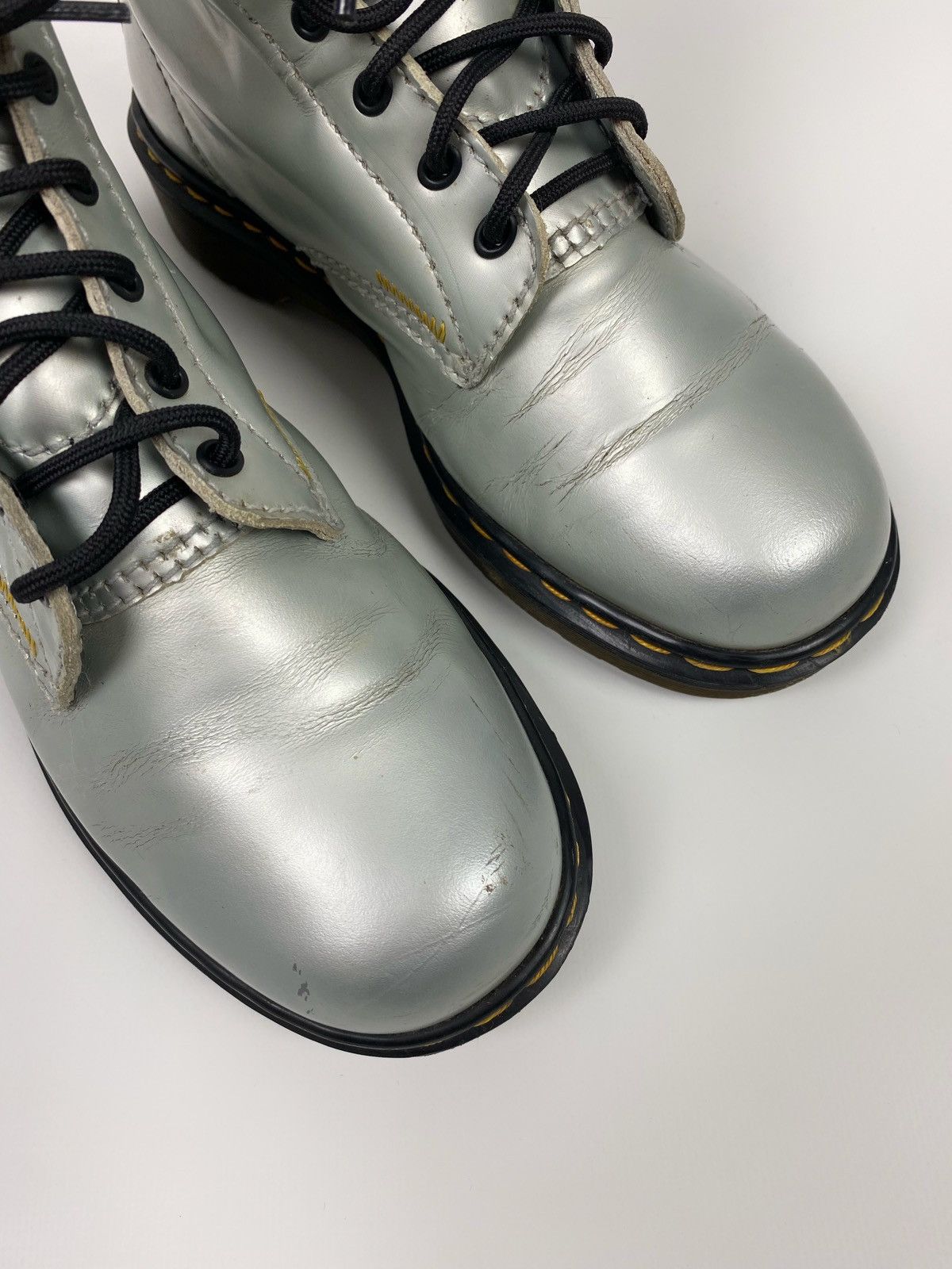 Dr. Martens 2000s Vintage Dr. Martens 9566 Silver 8-Eye Boots Made in UK Size US 9.5 / IT 39.5 - 7 Thumbnail