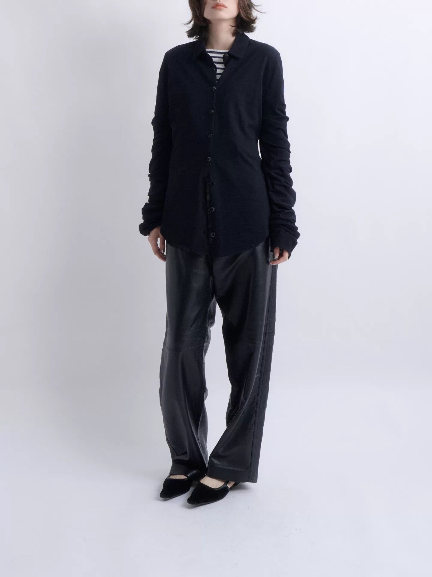Jil Sander JIL SANDER Stacked Sleeve Wool Shirt Size XS / US 0-2 / IT 36-38 - 6 Thumbnail