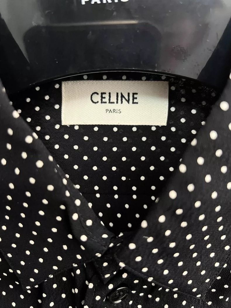 Celine CELINE size 39 Black and white polka-dot mulberry silk shi Size US XS / EU 42 / 0 - 3 Thumbnail