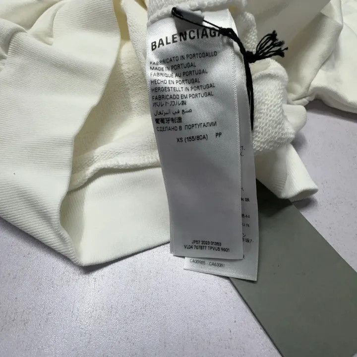 Balenciaga Balenciaga White Hooded Sweatshirt with Logo Print 0079-250 Size US XS / EU 42 / 0 - 4 Thumbnail