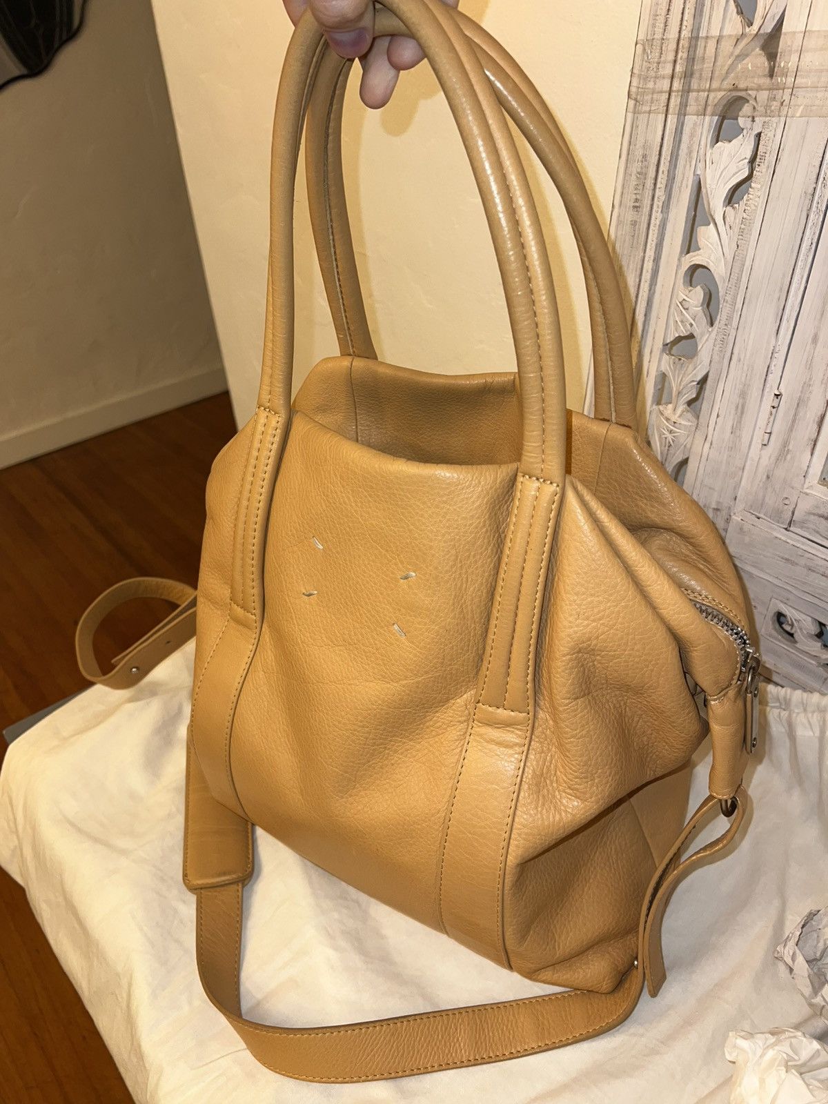 Maison Margiela Leather Sailor tote bag in peachy brown Size ONE SIZE - 7 Thumbnail