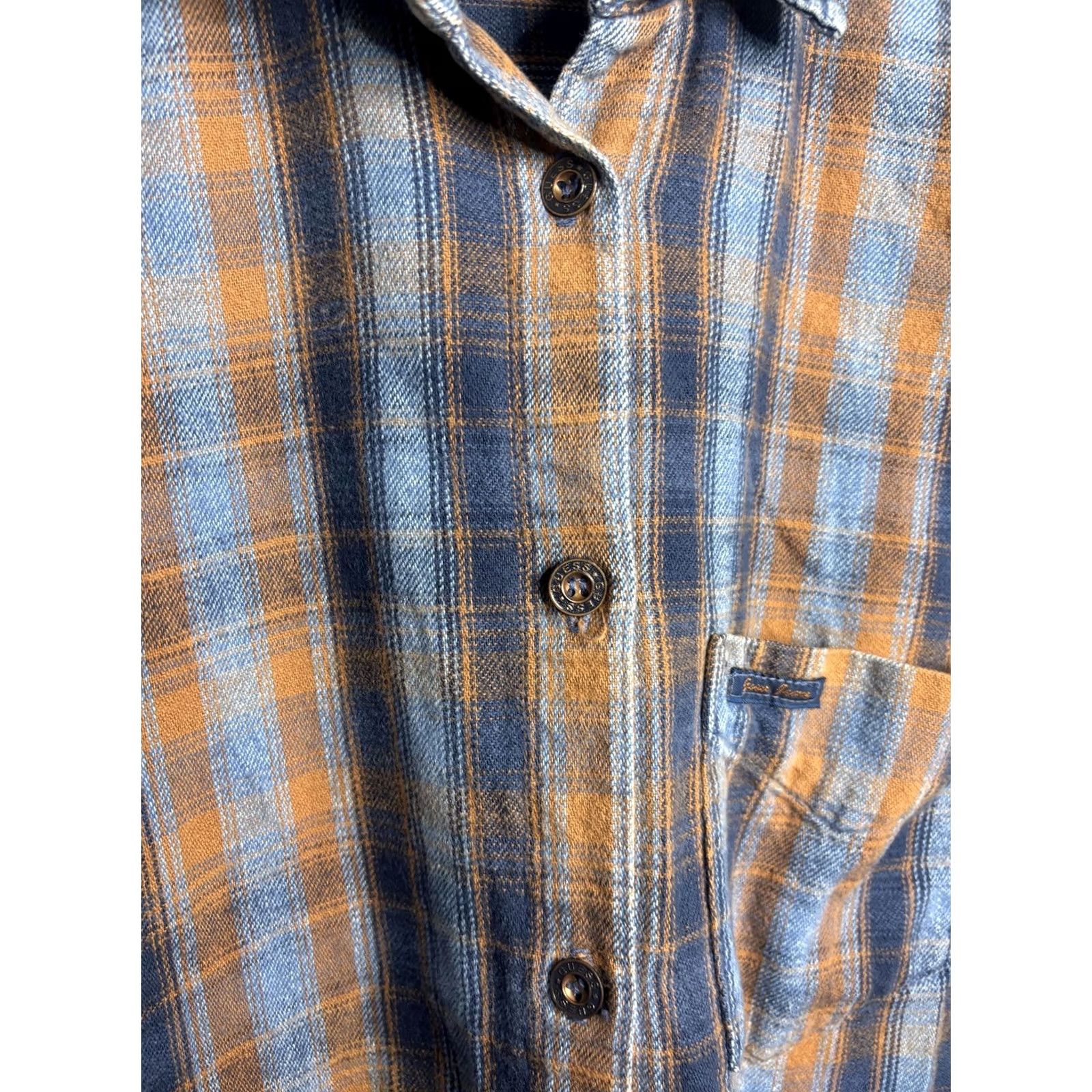 Guess VTG Guess Plaid Flannel Shirt Mens Medium Blue Orange Button Denim Collar Size US M / EU 48-50 / 2 - 3 Thumbnail