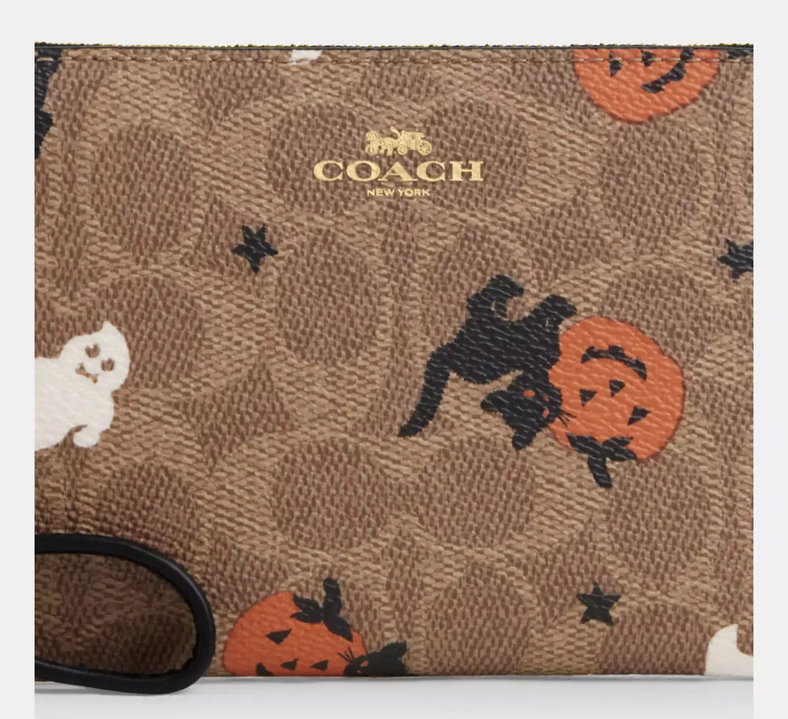 Coach Corner Zip Wristlet In Signature Canvas With Halloween Print Size ONE SIZE - 5 Thumbnail