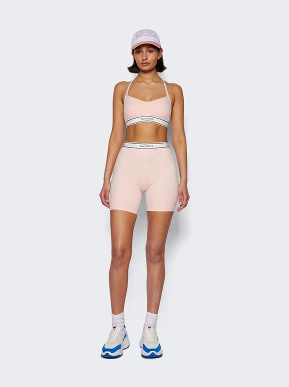Sporty & Rich o1mle0525 Size: L / Serif Logo Sports Bra Ballet in Pink Size ONE SIZE - 2 Thumbnail