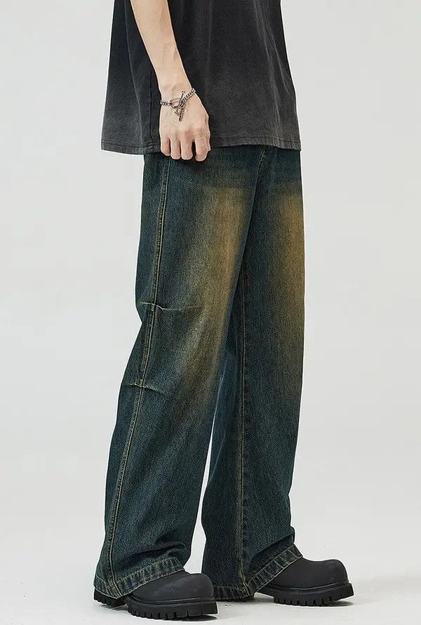 Japanese Brand Fujita x Aoba Vintage washed distressed flared loose jeans Size US 33 - 5 Thumbnail
