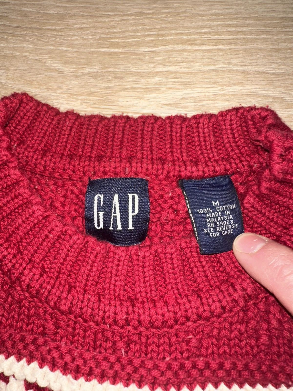 Gap × Vintage Vintage Gap Red Cotton Knit Sweater Size US M / EU 48-50 / 2 - 5 Thumbnail