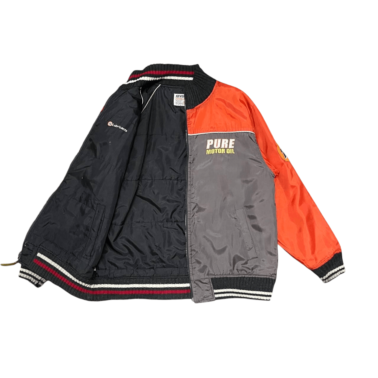 Japanese Brand Vintage 76 Lubricant Racing Oil Puffer Jacket Reversible Size US L / EU 52-54 / 3 - 1 Thumbnail
