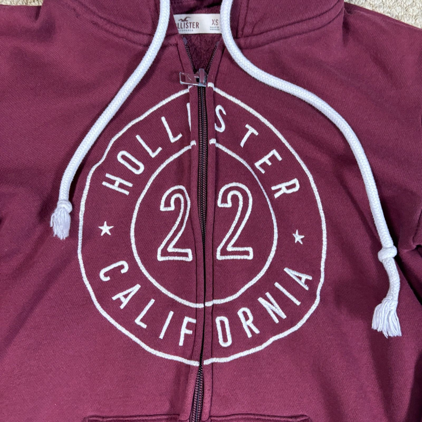 Hollister y2k 2000s style Hollister zip up hoodie maroon womens XS Size XS / US 0-2 / IT 36-38 - 3 Thumbnail