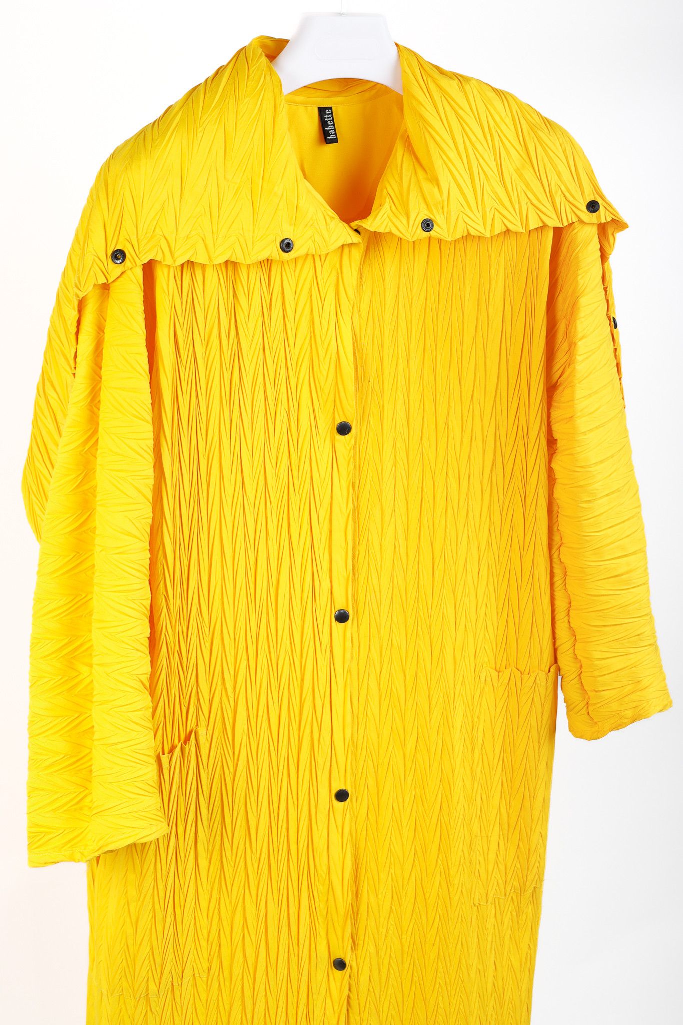 Other Babette Yellow Pleated Snap-Front Cowl-Collar Maxi Coat Size M / US 6-8 / IT 42-44 - 3 Thumbnail