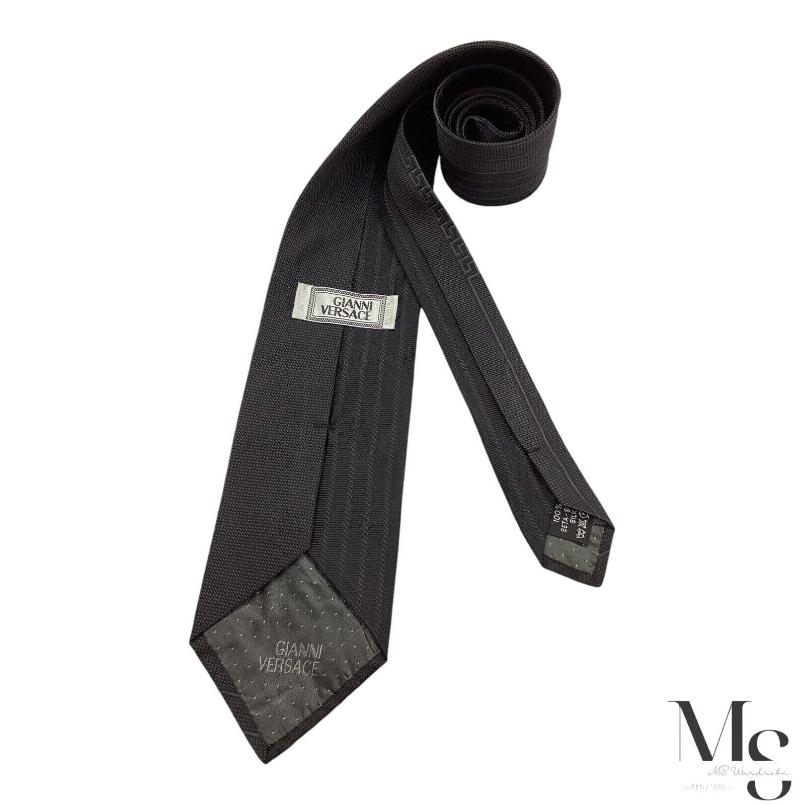 Versace GIANNI VERSACE Black Medusa Head Logo Vertical Striped Italy Size ONE SIZE - 2 Thumbnail