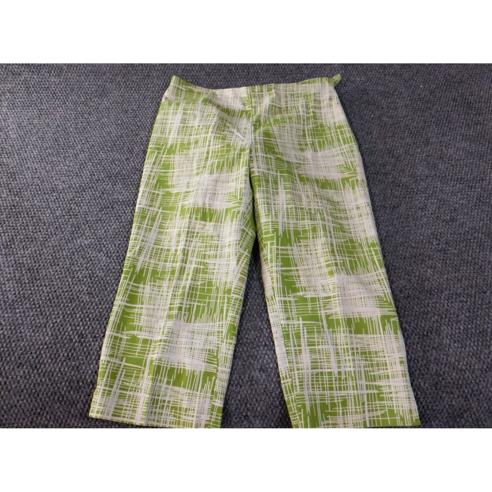 Talbots Talbots Pants 10P Petites Green Geometric Stitch Cropped Straight Leg 19 in Inseam Women's Casual Slimming Stretch Beige 30 in Waist Pants Size 32" / US 10 / IT 46 - 2 Thumbnail