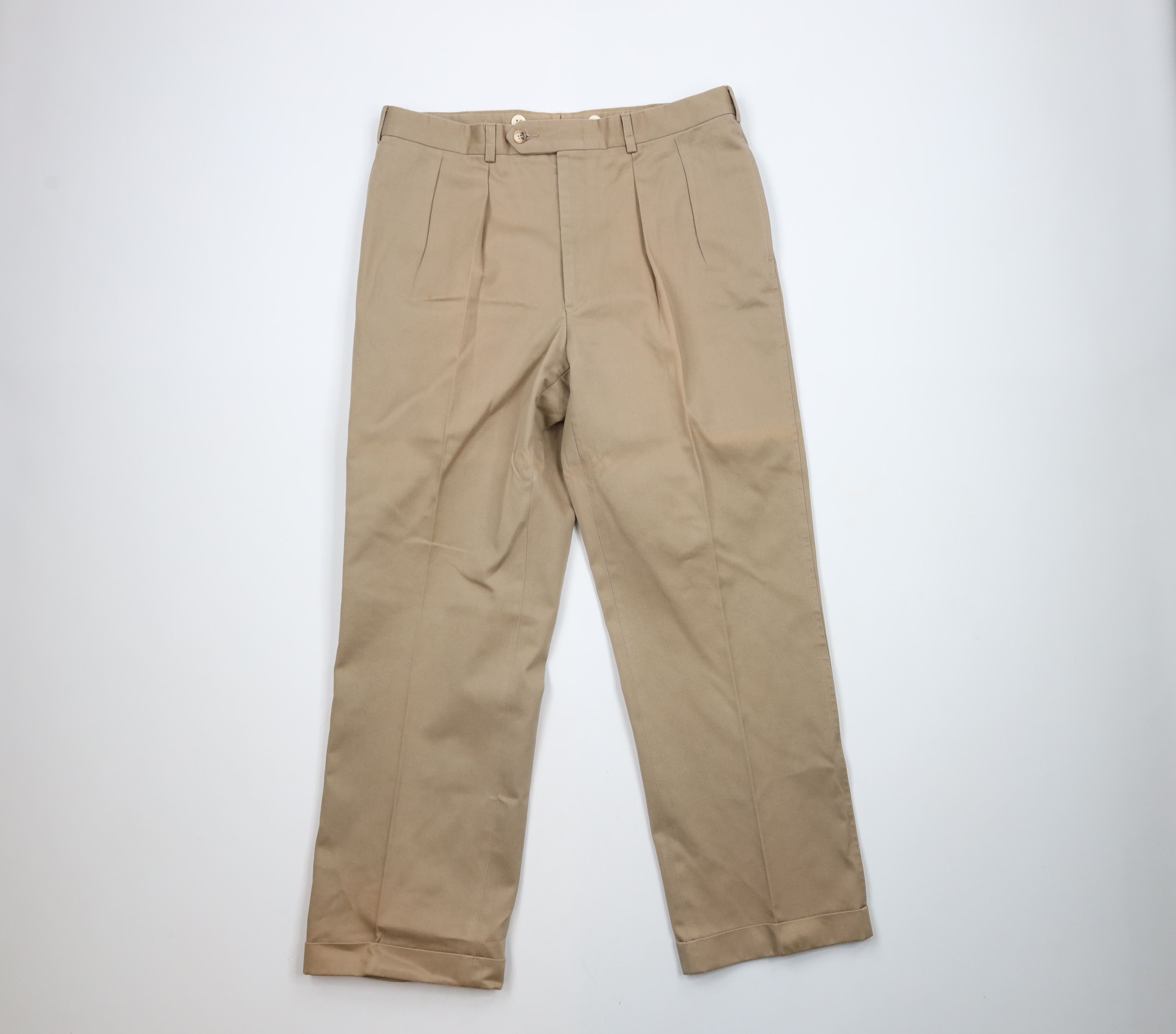 Lands' End × Vintage Vintage 70s Lands End Pleated Cuffed Wide Leg Pants USA Size US 36 / EU 52 - 1 Thumbnail