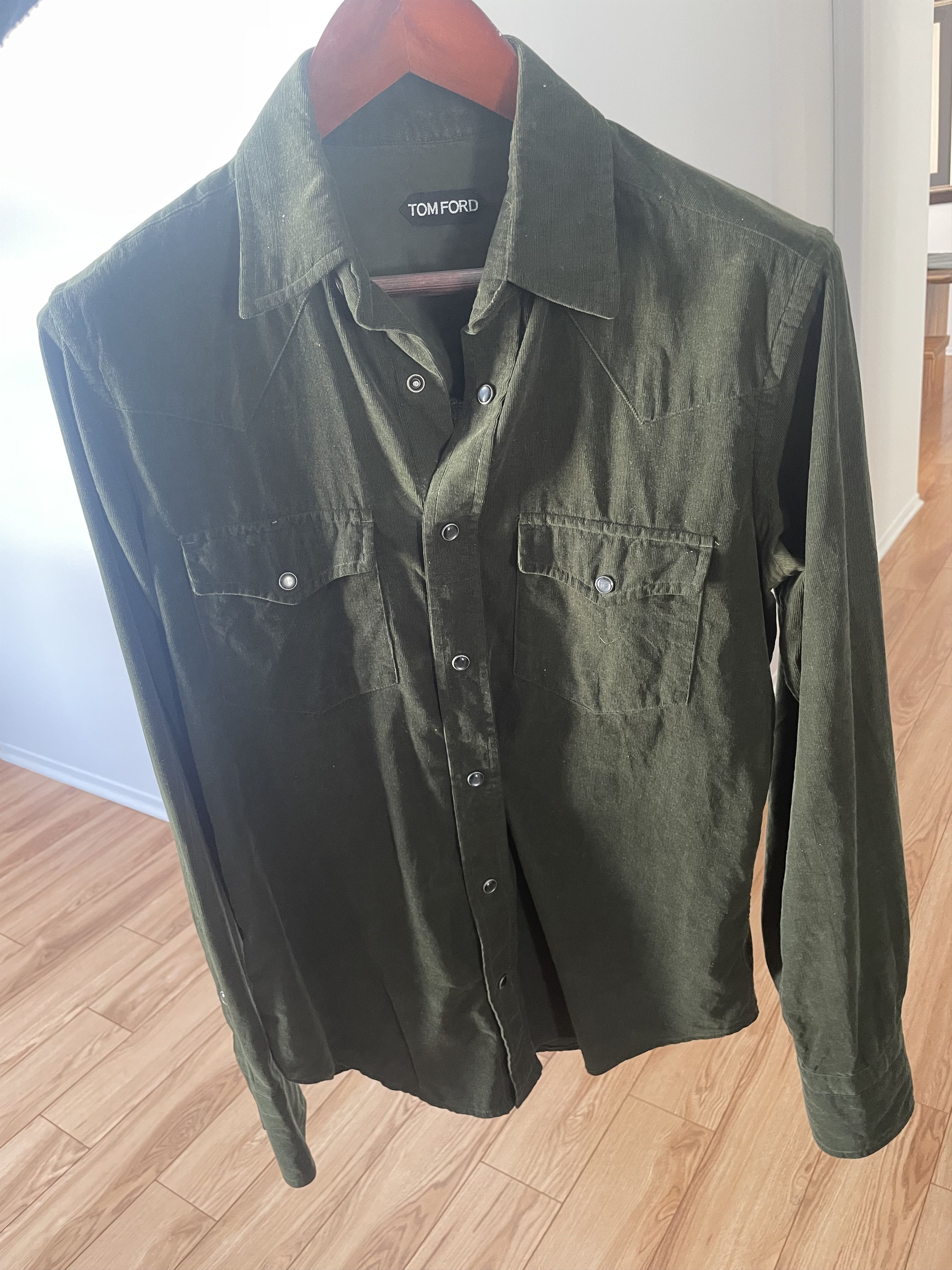Tom Ford Tom Ford Velour Western shirt Forest Green size medium Size M / US 6-8 / IT 42-44 - 9 Thumbnail