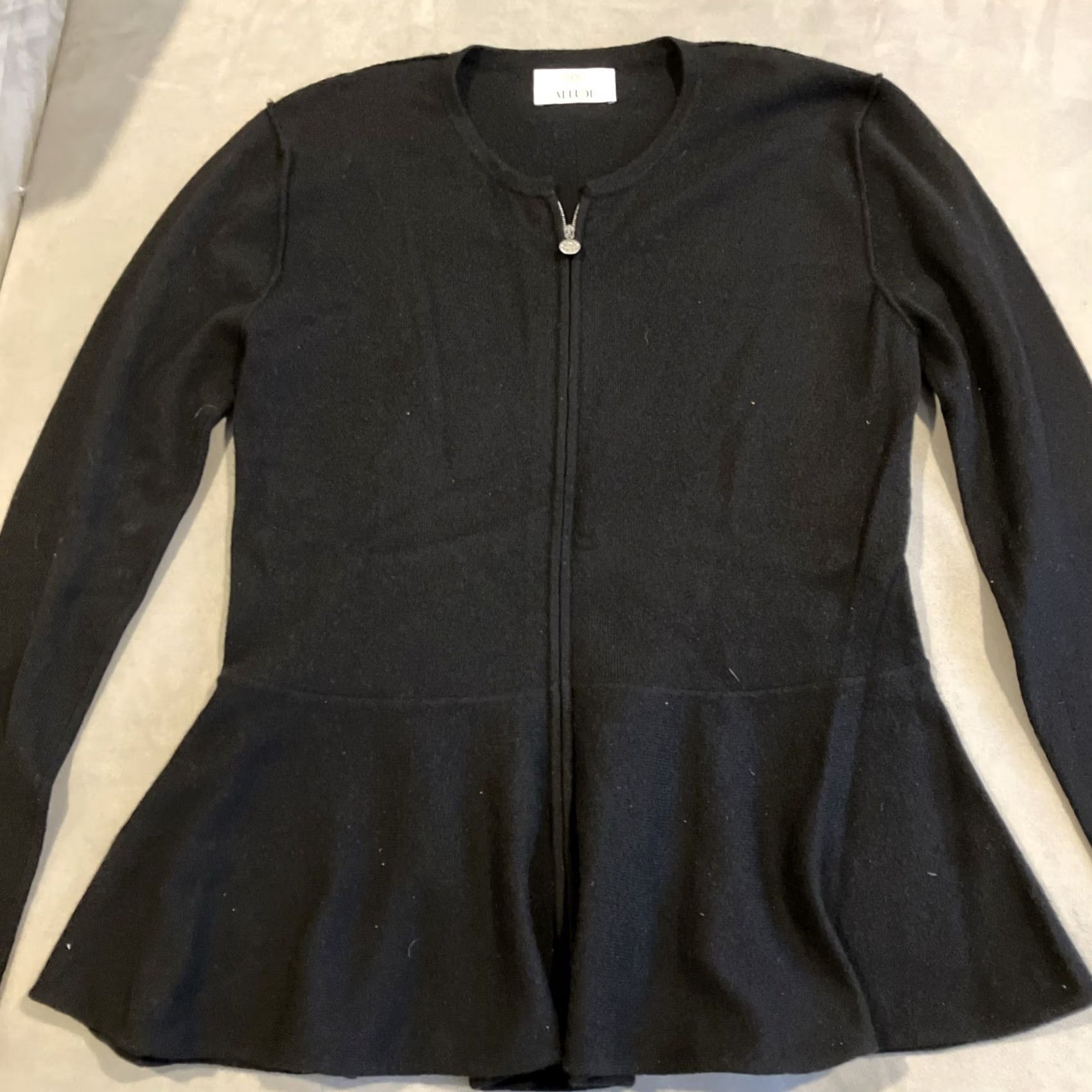 Allude Beautiful Allude Black Full Zip Cashmere Sweater - Womens Large Size L / US 10 / IT 46 - 2 Thumbnail