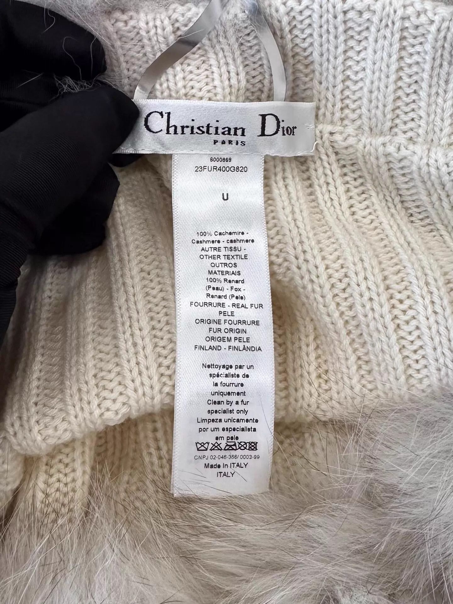 Dior Dior Womens Ivory Fox Fur Collar Cashmere Strapless Size ONE SIZE - 4 Thumbnail