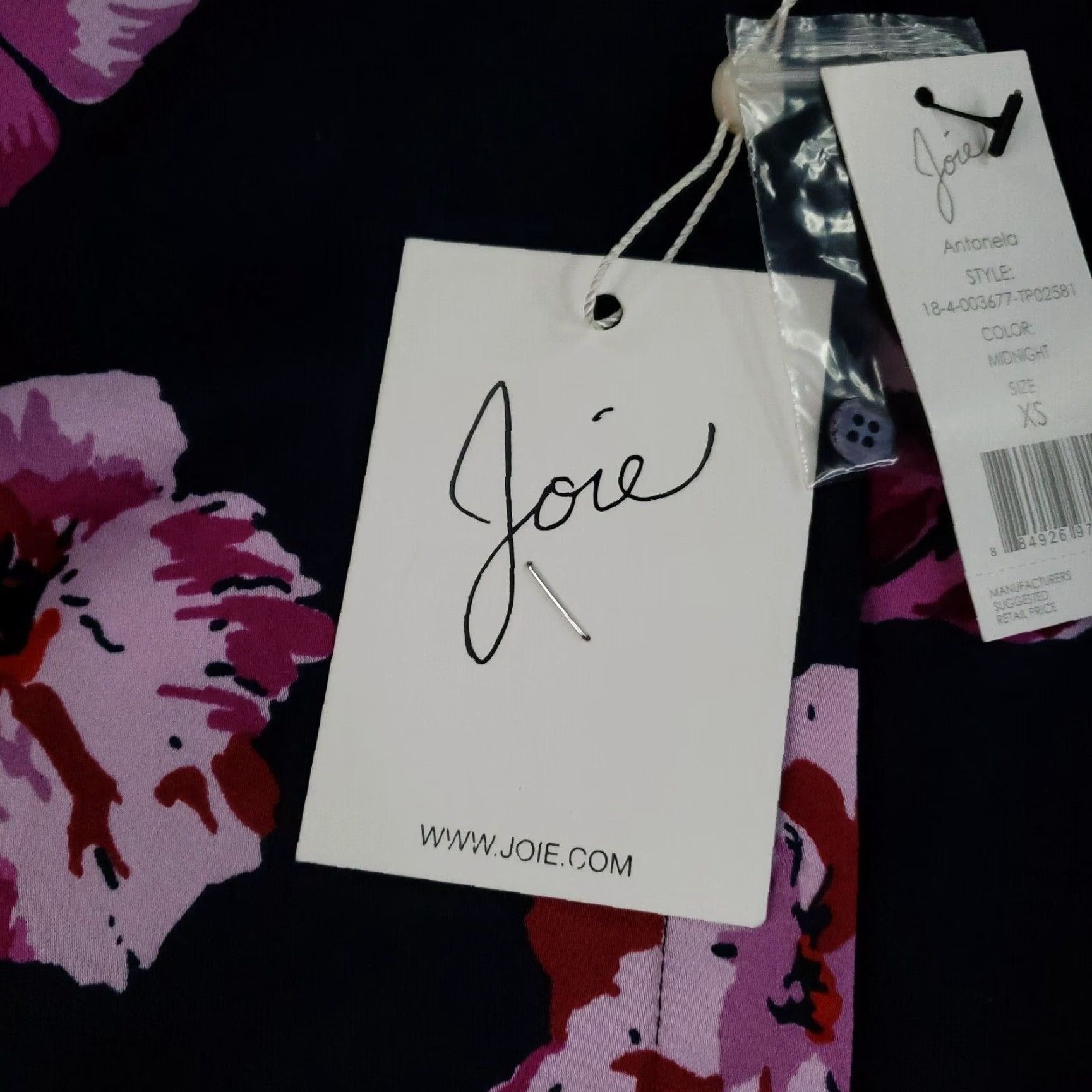 Joie VINTAGE Joie Antonela Blouse Womens XS Blue Satin Button Up Floral Long Sleeve Size XS / US 0-2 / IT 36-38 - 6 Thumbnail