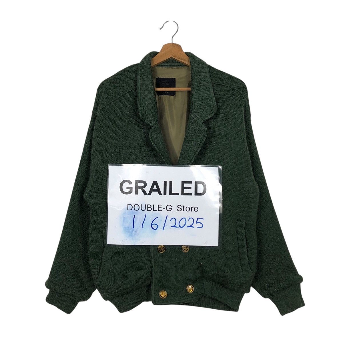 Japanese Brand Vintage GranSignore Double-Breasted Knit Bomber Jacket Size US M / EU 48-50 / 2 - 1 Thumbnail