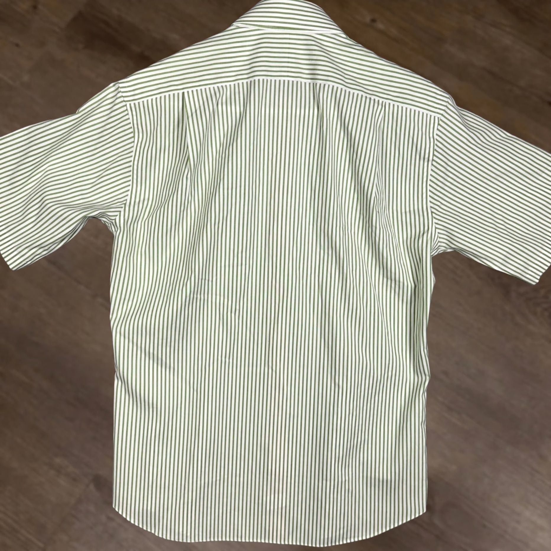 Vintage Paul Fredrick Shirt Mens L Green White Striped Slim Fit Button-Down Short Sleeve Size US L / EU 52-54 / 3 - 1 Thumbnail